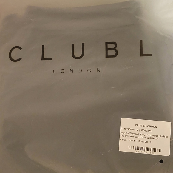 Wonder Woman Navy High Waist Straight Leg Trousers With Hem Split - Picture 4 of 5